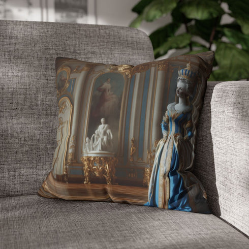 Catherine the Great in Her Palace — Double-Sided Cushion Cover — Sofa & Armchair Living Room Lifestyle View