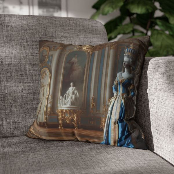Catherine the Great in Her Palace — Double-Sided Cushion Cover — Sofa & Armchair Living Room Lifestyle View