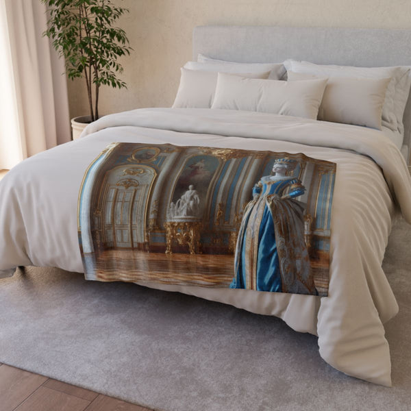 Catherine the Great in Her Palace — Plush Fleece Throw Blanket — Drape over Sofa & Bed Lifestyle View