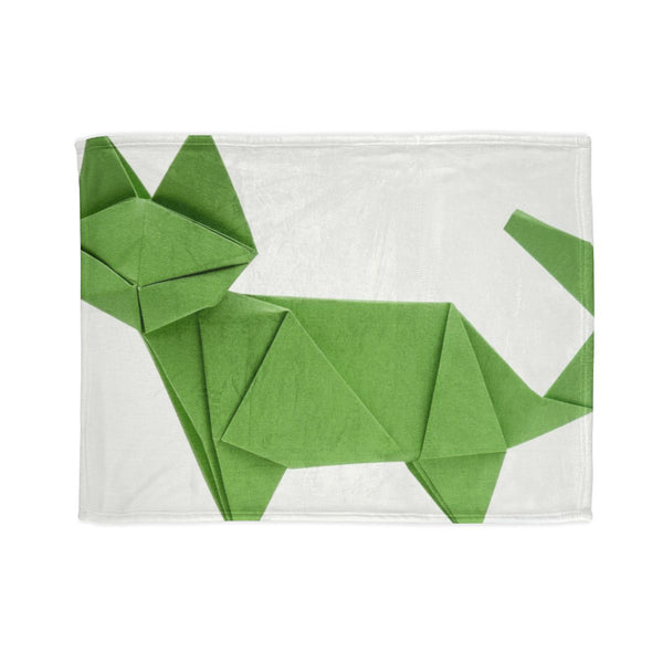 Origami Papercraft Desert Cactus — Plush Fleece Throw Blanket — Full Flat Artwork View