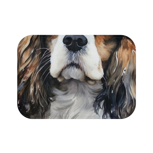 Cavalier Dog — Non-Slip Bath Mat — Top-Down Velvet Microfibre Artwork View