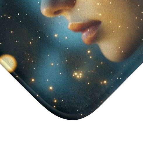 Celestial Goddess Surrounded by Stars — 61×43 Memory Foam Bath Mat — Cushioned Memory Foam & Microfibre Close-Up
