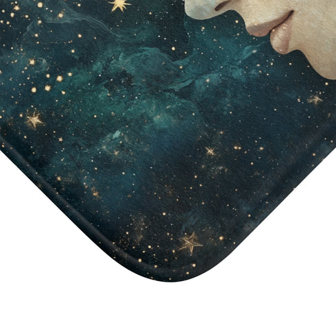 Celestial Goddess Surrounded by Stars (Edition IV) — 61×43 Memory Foam Bath Mat — Cushioned Memory Foam & Microfibre Close-Up