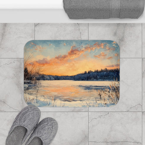 Central Park Snow Luxury Memory Foam Bath Mat - Bathroom Lifestyle View