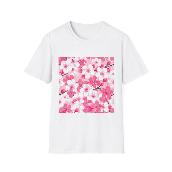 Cherry Blossom Sakura Seamless Pattern — Graphic Cotton T-Shirt — Front Graphic Print View