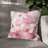 Pink Cherry Blossom Sakura Seamless Pattern — Faux Suede Cushion Cover — Sofa & Living Room Lifestyle View