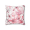 Pink Cherry Blossom Sakura Seamless Pattern — Faux Suede Cushion Cover — Front 40×40 cm Square Cushion View