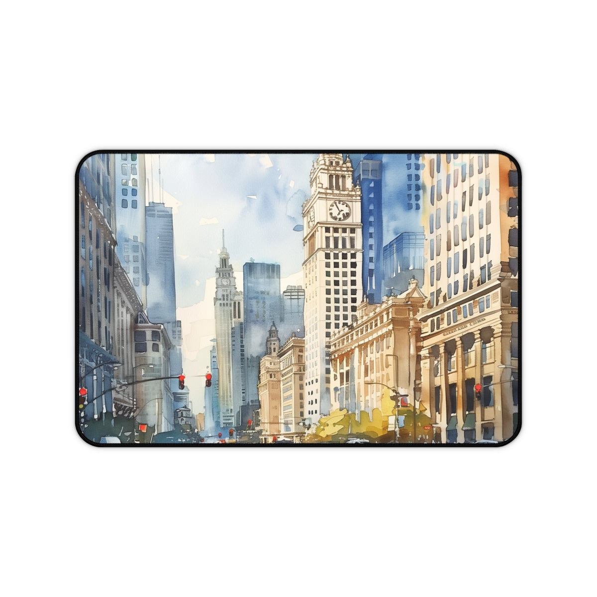 Chicago Skyline Watercolor Desk Mat