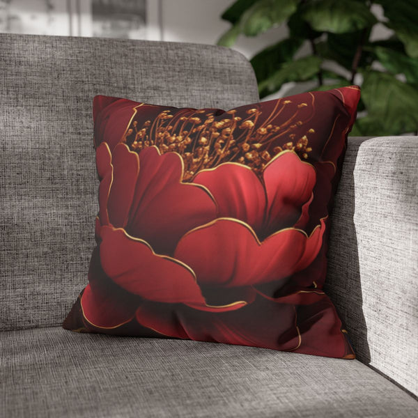 Chinese Red Envelope Blue and Red Dark Red Three D — Double-Sided Cushion Cover — Sofa & Armchair Living Room Lifestyle View