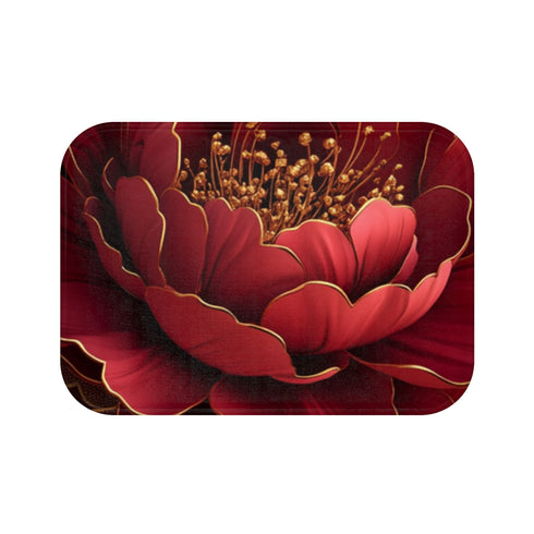 Chinese Red Envelope Blue and Red Dark Red Three D — 61×43 Memory Foam Bath Mat — Top-Down Velvet Microfibre Artwork View