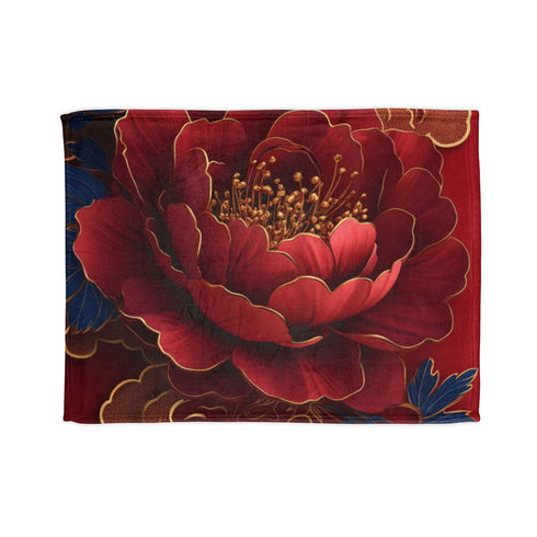 Chinese Red Envelope Blue and Red Dark Red Three D — 50×60 Plush Throw Blanket — Full Spread Plush Fleece Artwork View