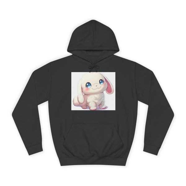 Cute Chubby White Puppy Kawaii Cartoon — Heavyweight Graphic Hoodie — Front Heavyweight Fleece Hoodie View