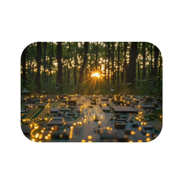 Circuit Board Forest in Sunrise (Edition II) — 61×43 Memory Foam Bath Mat — Top-Down Velvet Microfibre Artwork View