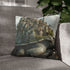 Fantasy City on Giant World Turtle — 40×40 Cushion Cover — Sofa & Living Room Lifestyle View