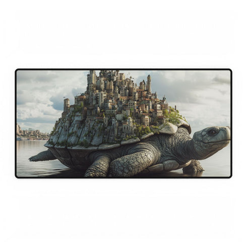 City Built on the Back — XXL Gaming Desk Mat — Full Top-Down Artwork View