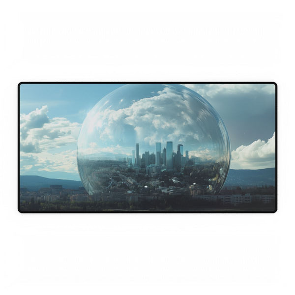 City Encased in Transparent Meteor (Edition III) — XXL Gaming Desk Mat — Full Top-Down Artwork View