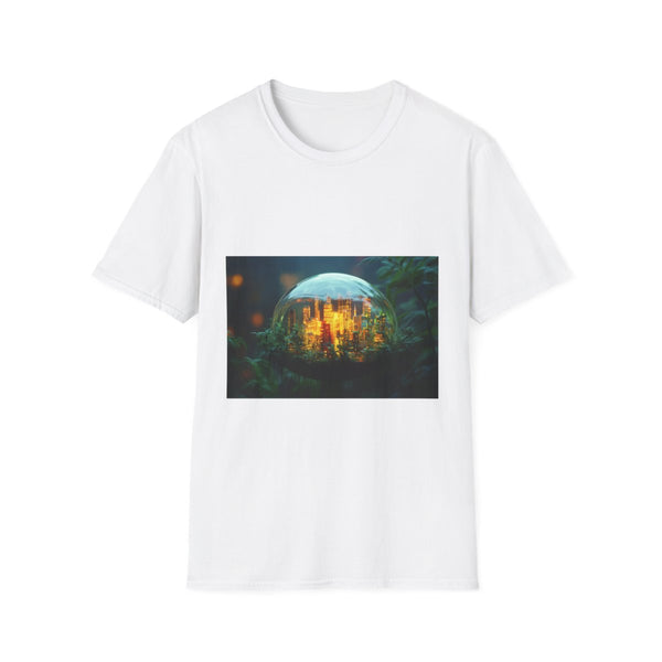 City Inside Glowing Mushroom Cap Graphic Unisex Softstyle T-Shirt - Front View