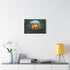 City Inside Glowing Mushroom Cap — Stretched Canvas Wall Art — Living Room Wall Lifestyle View