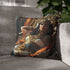 Cleopatra Reclining in Golden Throne, — Double-Sided Cushion Cover — Sofa & Armchair Living Room Lifestyle View