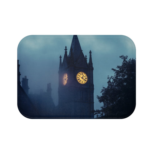 Clock Tower Ticking Backwards (Edition II) — 61×43 Memory Foam Bath Mat — Top-Down Velvet Microfibre Artwork View
