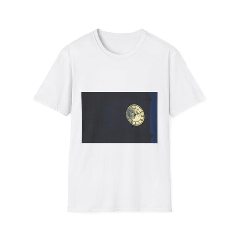 Clocktower Powered by Moon Phases Graphic Unisex Softstyle T-Shirt - Front View