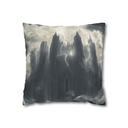 Cloud Cathedral Struck by Lightning — 40×40 Cushion Cover — Front 40×40 cm Square Cushion View