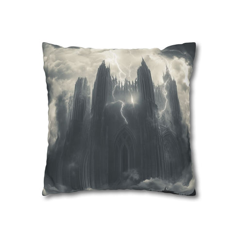 Cloud Cathedral Struck by Lightning — 40×40 Cushion Cover — Sofa & Living Room Lifestyle View
