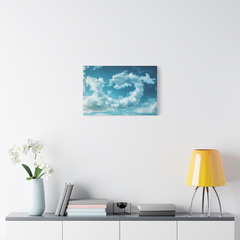 Clouds Forming Dragon in Sky — Stretched Canvas Wall Art — Living Room Wall Lifestyle View