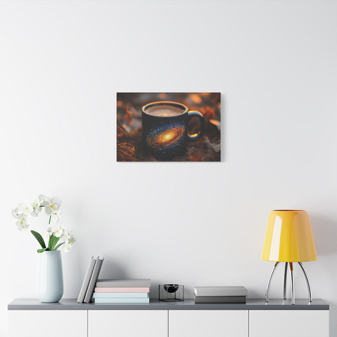 Coffee Mug with Galaxy Inside (Edition II) — 24×16 Canvas Wall Art — Living Room Wall Lifestyle View