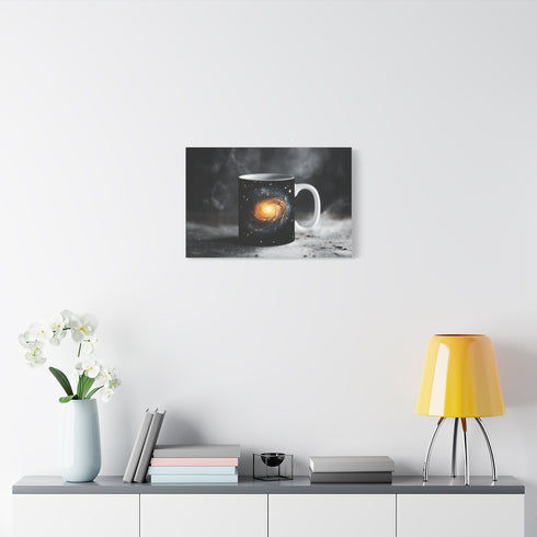 Coffee Mug with Galaxy Inside — Stretched Canvas Wall Art — Living Room Wall Lifestyle View