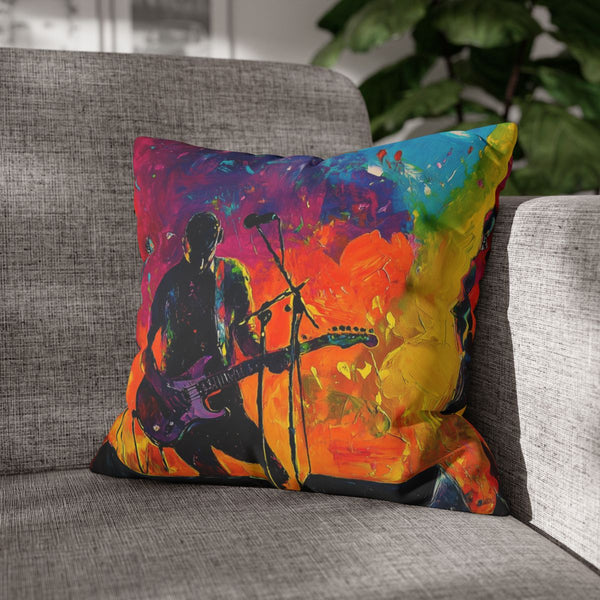 Coldplay Concert Signing Painting Neon Colors — Double-Sided Cushion Cover — Sofa & Armchair Living Room Lifestyle View
