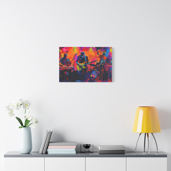 Neon Stadium Concert Lightshow (Edition II) — 24×16 Canvas Wall Art — Living Room Wall Lifestyle View