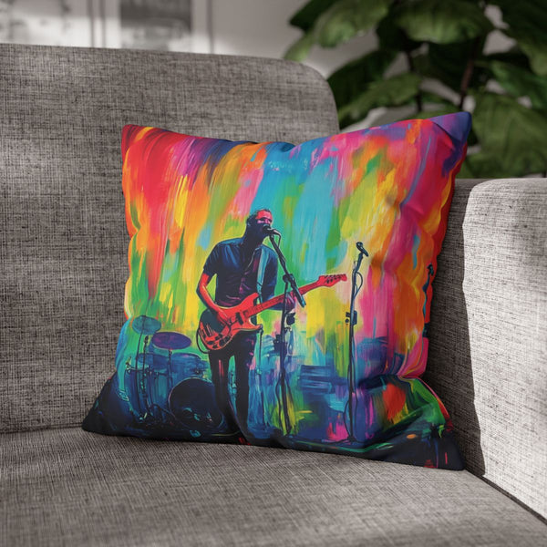 Neon Stadium Concert Lightshow (Edition III) — 40×40 Cushion Cover — Sofa & Armchair Living Room Lifestyle View