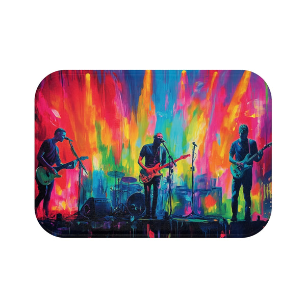 Neon Stadium Concert Lightshow (Edition III) — 61×43 Memory Foam Bath Mat — Top-Down Velvet Microfibre Artwork View