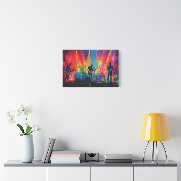 Neon Stadium Concert Lightshow (Edition III) — 24×16 Canvas Wall Art — Living Room Wall Lifestyle View