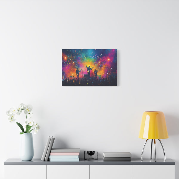 Neon Stadium Concert Lightshow (Edition IV) — 24×16 Canvas Wall Art — Living Room Wall Lifestyle View