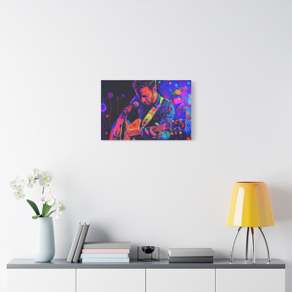 Neon Stadium Concert Lightshow (Edition V) — 24×16 Canvas Wall Art — Living Room Wall Lifestyle View