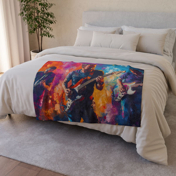 Neon Stadium Concert Lightshow (Edition VI) — 50×60 Plush Throw Blanket — Draped Over Sofa & Bed Lifestyle View