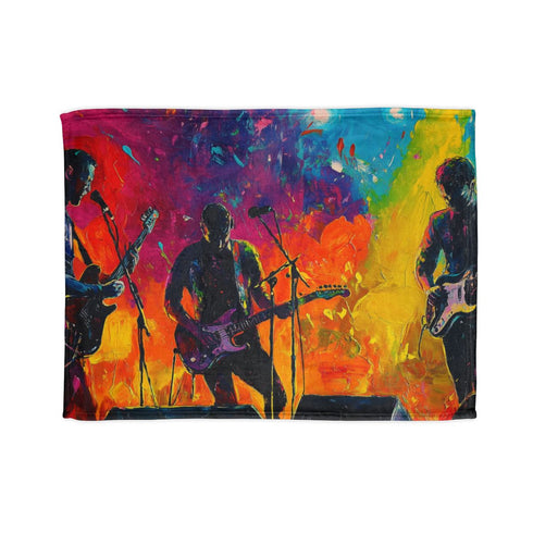 Neon Stadium Concert Lightshow — 50×60 Plush Throw Blanket — Full Spread Plush Fleece Artwork View