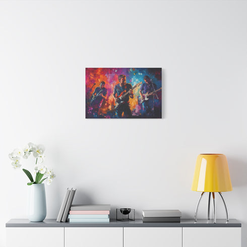 Neon Stadium Concert Lightshow — Stretched Canvas Wall Art — Living Room Wall Lifestyle View