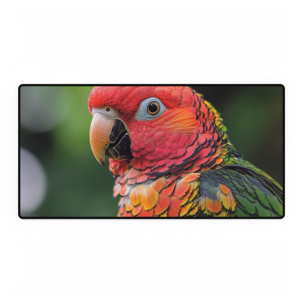 Colorful Parrot with Fractal Feathers — XXL Gaming Desk Mat — Full Top-Down Artwork View