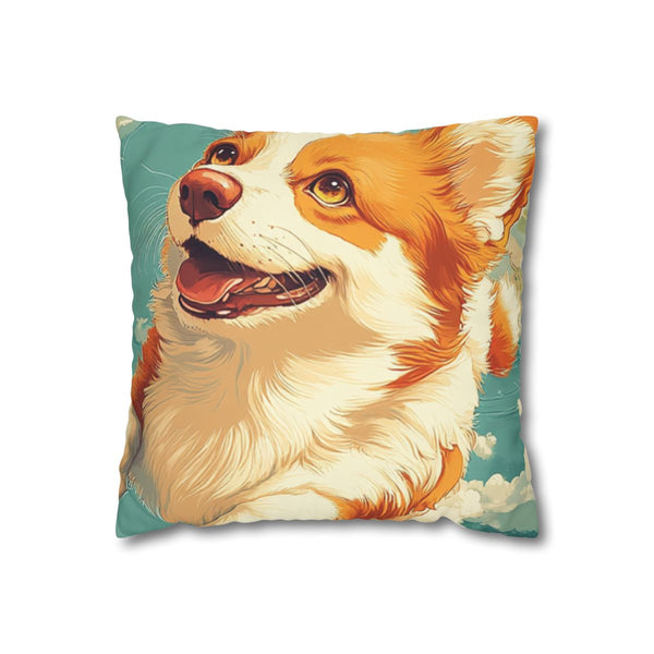 Corgi Flying over the Map of the United Kingdo — Double-Sided Cushion Cover — Front Double-Sided Cushion View