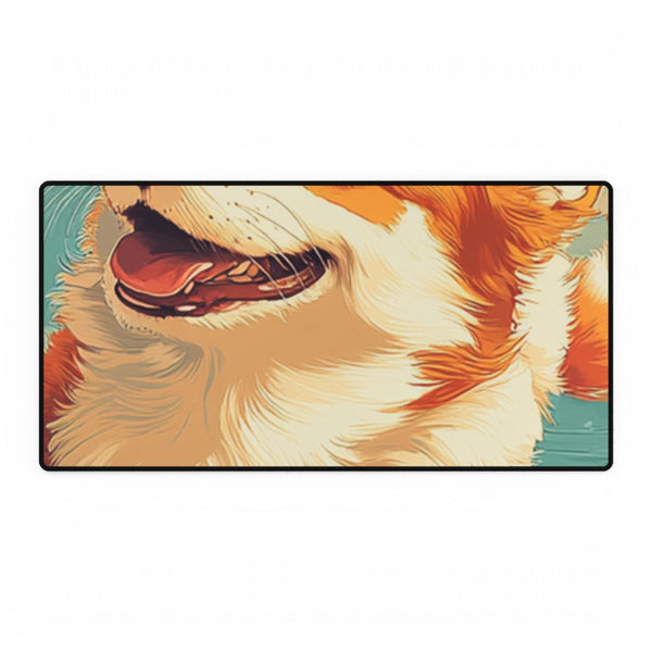 Corgi Flying over the Map of the United Kingdo — XXL Gaming Desk Mat — Full Top-Down Artwork View