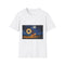 Cosmic Fire Dancer Under Moonlight Graphic Unisex Softstyle T-Shirt - Front View