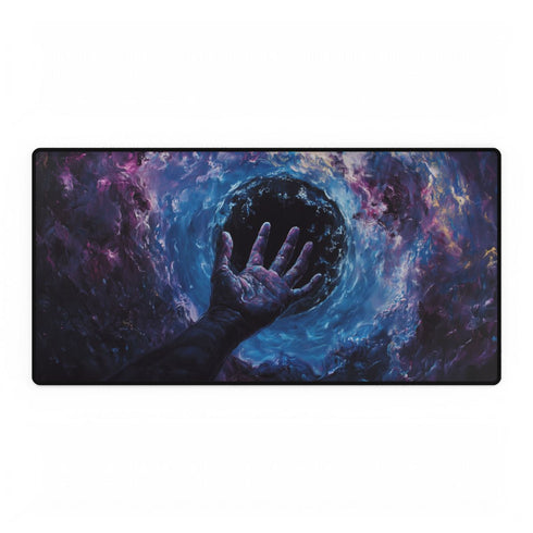 Cosmic Hand Reaching from Black Hole — XL & XXL Desk Mat — Full Top-Down Artwork View