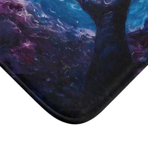 Cosmic Hand Reaching from Black Hole — Memory Foam Bath Mat — Microfibre Texture Close-Up View
