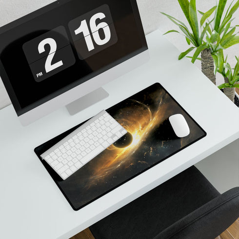 Cosmic Jellyfish Drifting Through Orbit — XXL Gaming Desk Mat — Gaming & Workspace Desk Setup View