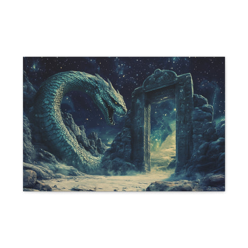 Cosmic Serpent Guarding Starlit Gate — Canvas Wall Art — Front Gallery-Wrapped Canvas View