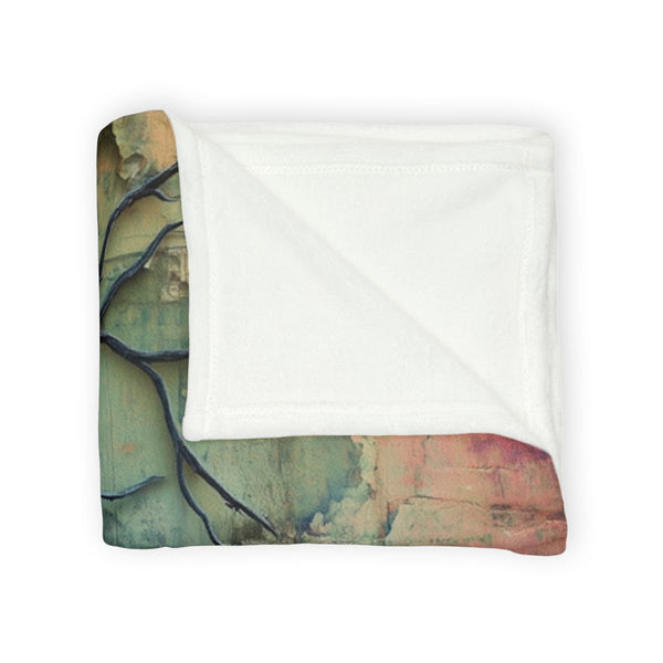 Cosmic Vines Climbing a City Wall Plush Fleece Throw Blanket