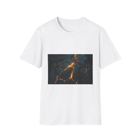 Cracked Earth with Glowing Veins Graphic Unisex Softstyle T-Shirt - Front View